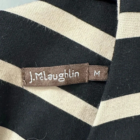 J McLaughlin Striped Catalyst Dress Catalina Tan and Black Abstract Size Medium - Picture 3 of 6